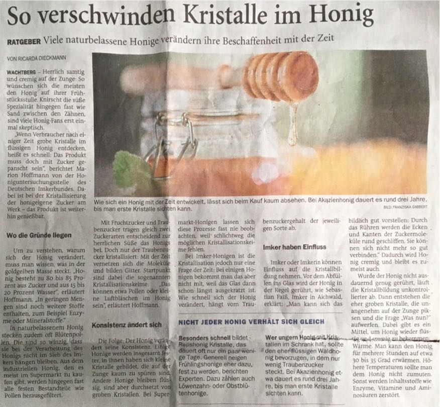 Kommentar kristallisierte Honige